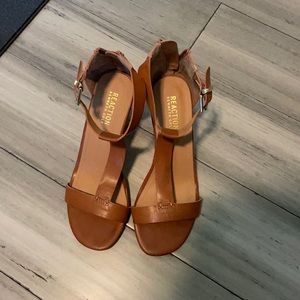 Brown leather wedge sandals. Size 7